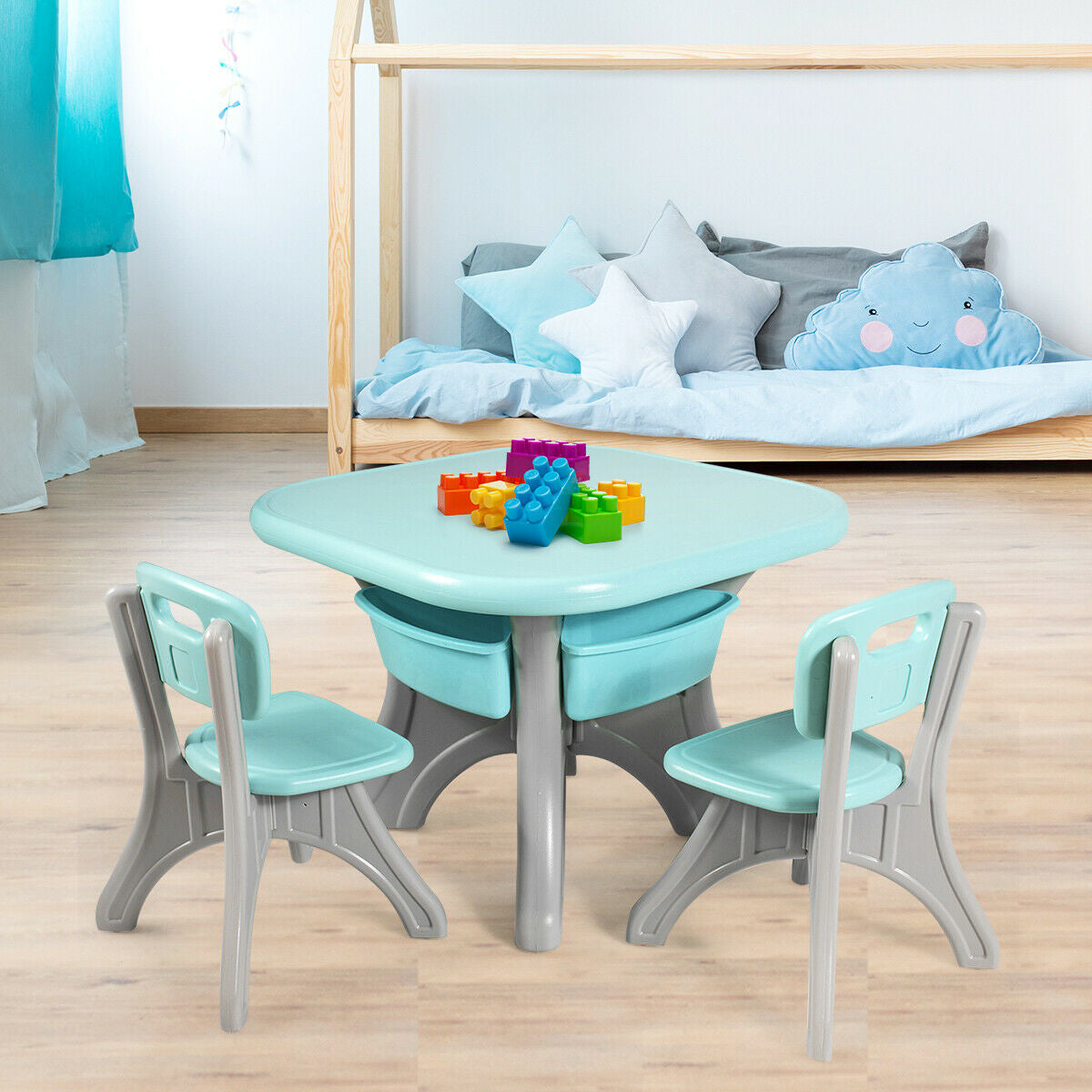 In/Outdoor 3-Piece Plastic Children Play Table & Chair Set