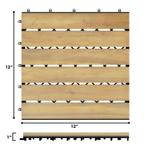10 Pieces 12 x 12 Inch Acacia Wood Interlocking Tile Flooring by DirectDeals
