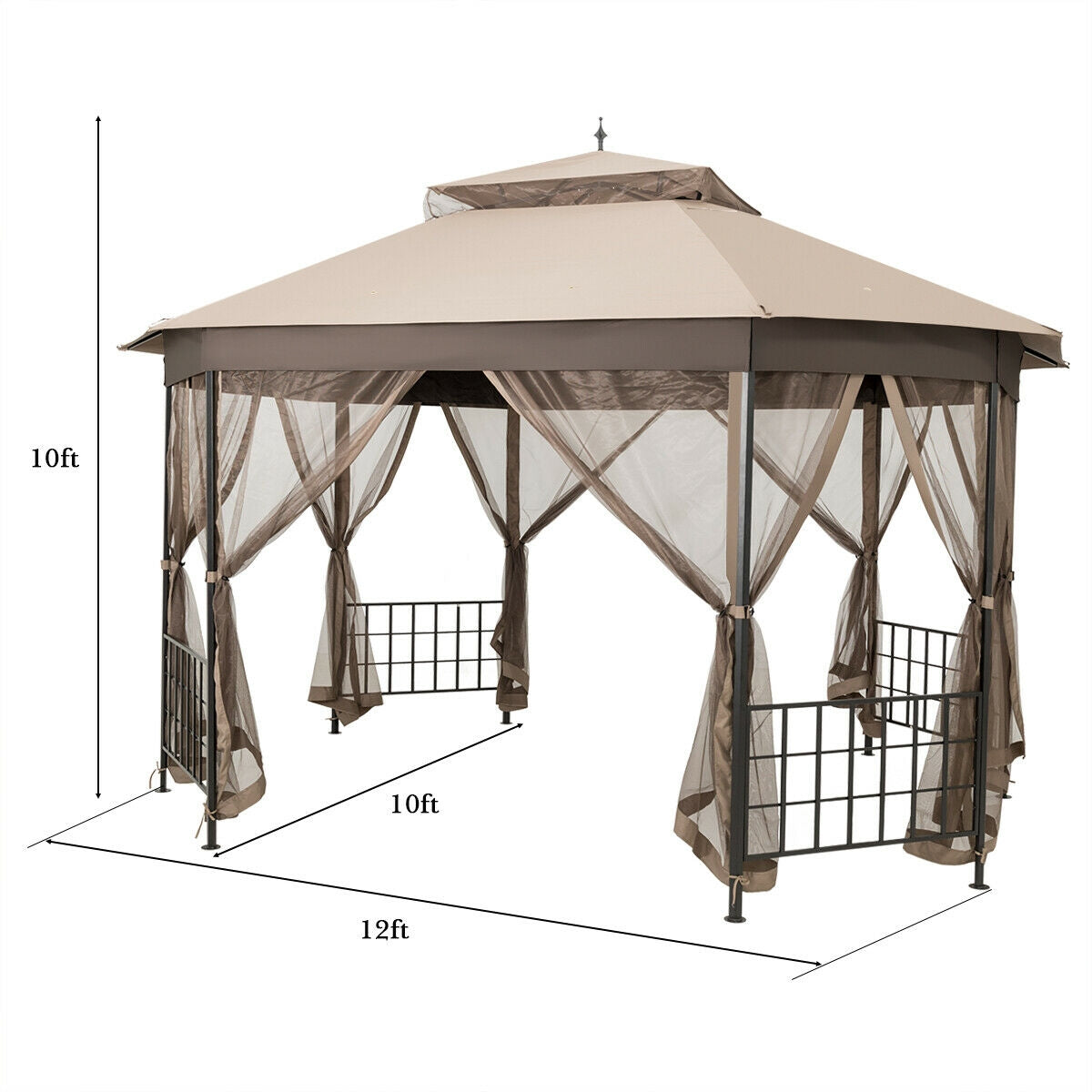 10 ™x 12 ™ Octagonal Patio Gazebo-Brown