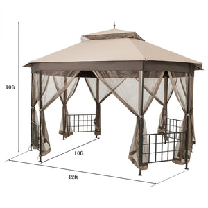 10 ™x 12 ™ Octagonal Patio Gazebo-Brown