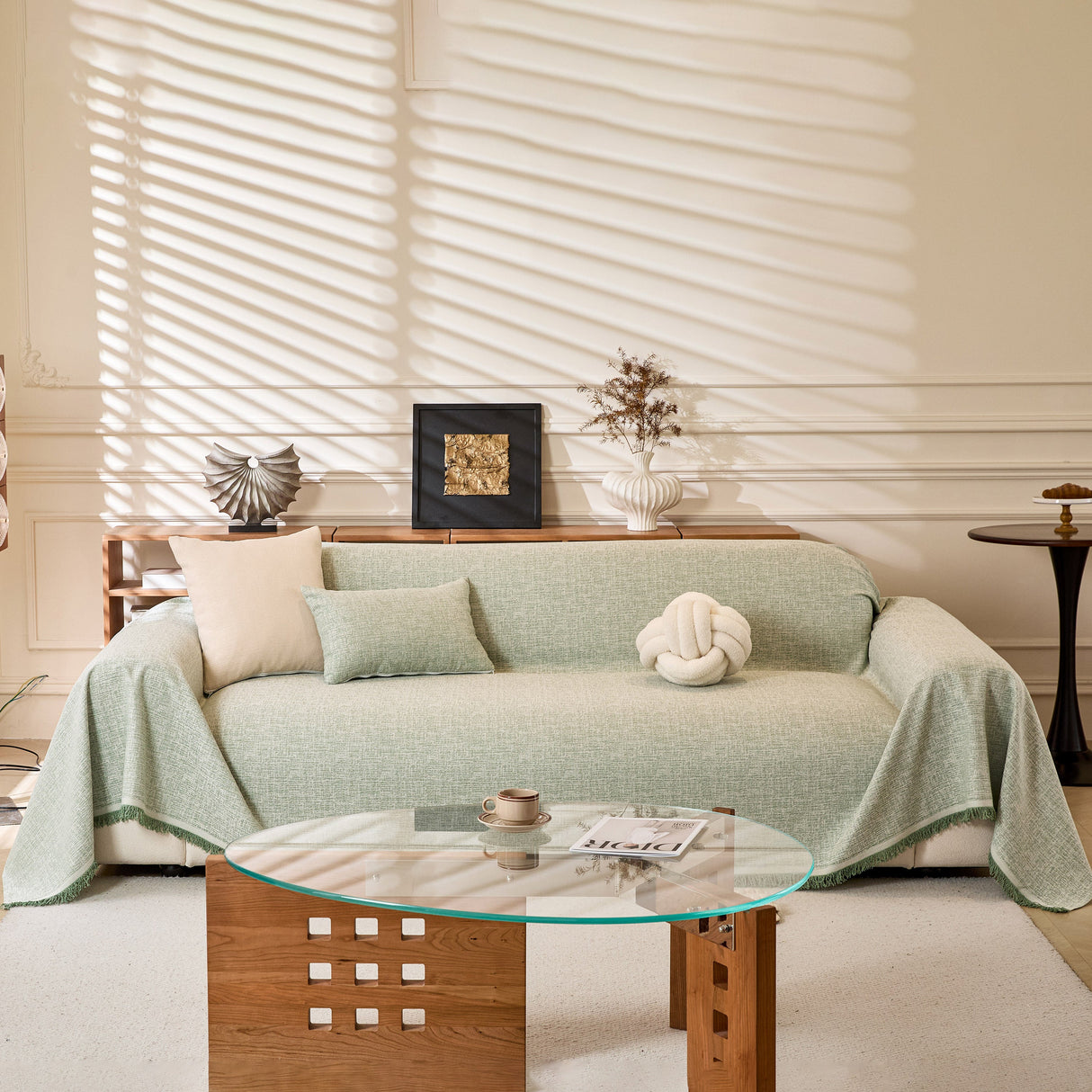 Natural Textured Linen Couch Cover, Breathable & Hypoallergenic Furniture Protector