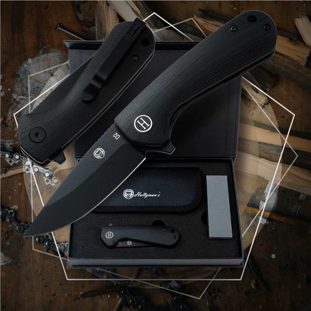 The Peasant Folding Pocket Knife Giftset for Men and Women (Black)