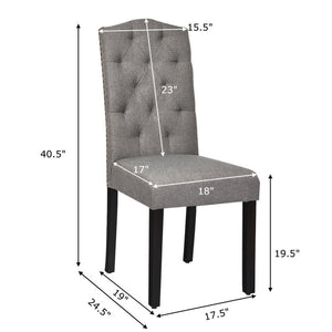 Set of 2 Tufted Upholstered Dining Chairs-Gray