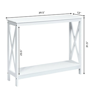 2-Tier Console X-Design Sofa Side Accent Table-White