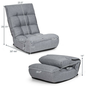 4-Position Adjustable Floor Chair Folding Lazy Sofa-Gray