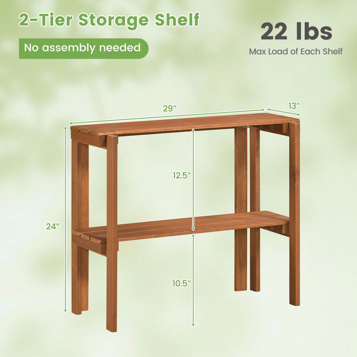 2/3-Tier Folding Wooden Storage Shelves for Entryway and Garden-2-Tier