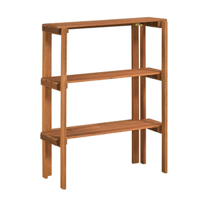 2/3-Tier Folding Wooden Storage Shelves for Entryway and Garden-3-Tier