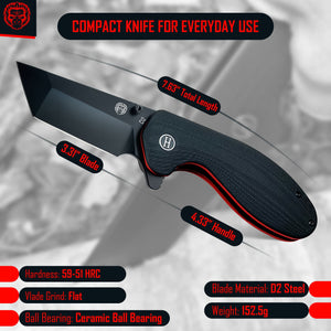 The Pioneer Folding Pocket Knife Giftset for Men and Women (Black and Orange)