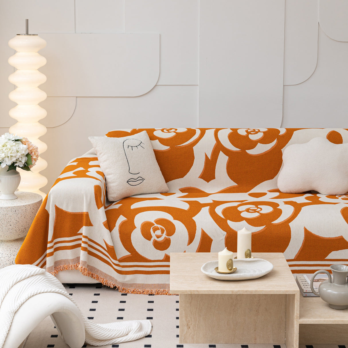 Chenille Sofa Cover Blanket, Couch Cover Blanket Throws for Couches Living Room Furniture Throw Covers