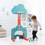 3-in-1 Kids Basketball Hoop Set with Balls-Green