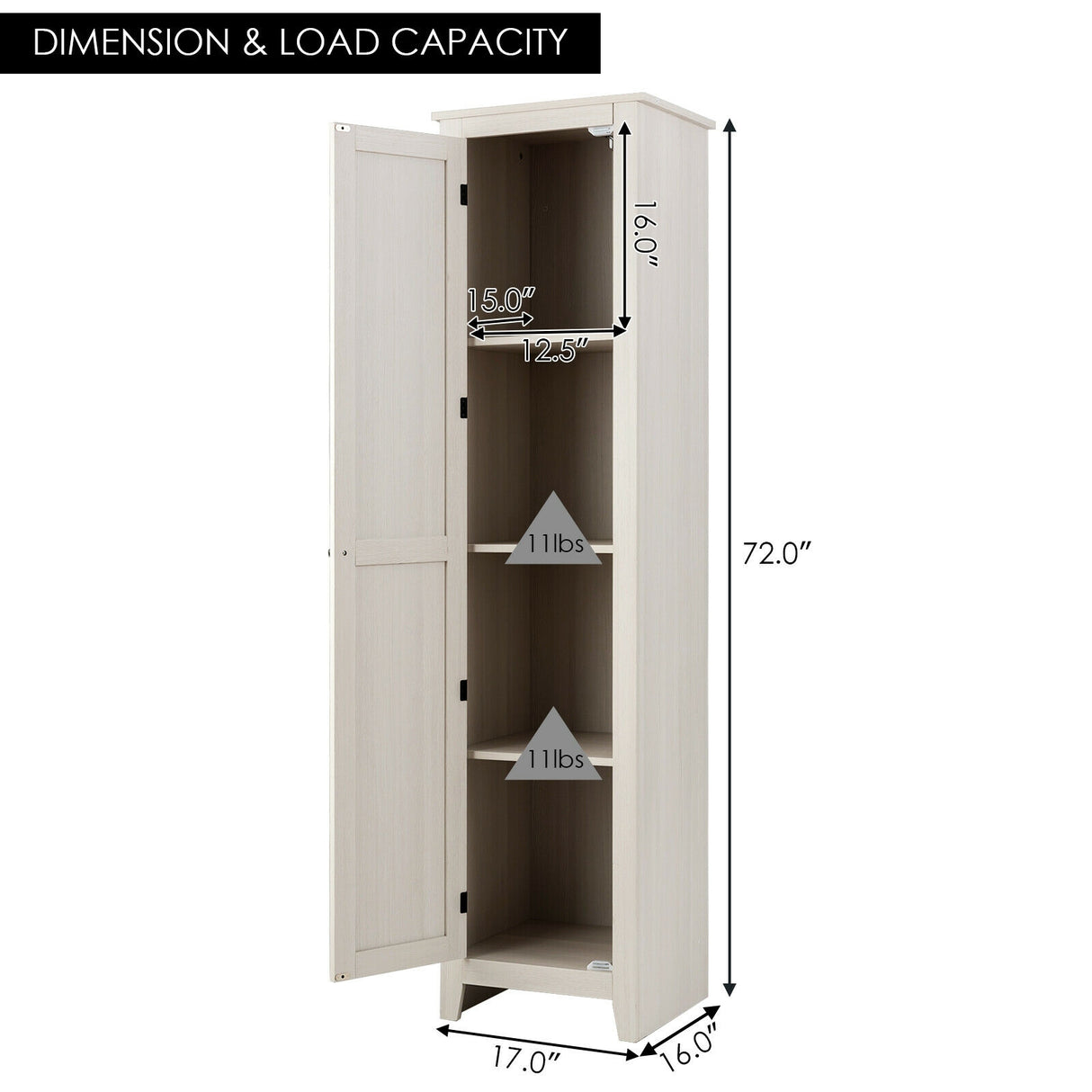 Linen Tower Bathroom Storage Cabinet Tall Slim Side Organizer with Shelf-Black