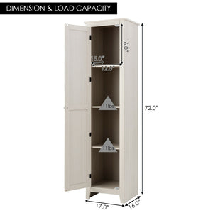 Linen Tower Bathroom Storage Cabinet Tall Slim Side Organizer with Shelf-Black