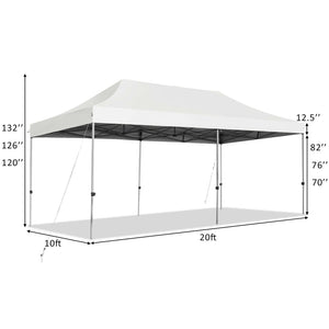 10 x 20 Feet Adjustable Folding Heavy Duty Sun Shelter with Carrying Bag-White by DirectDeals