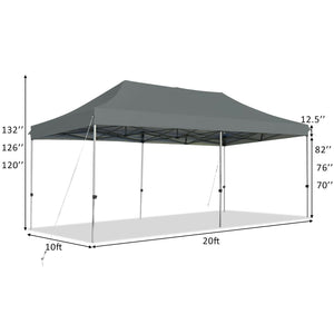 10 x 20 Feet Adjustable Folding Heavy Duty Sun Shelter with Carrying Bag-Gray by DirectDeals