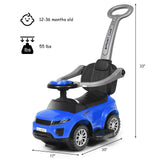 3 in 1 Ride on Push Car Toddler Stroller Sliding Car with Music-Black