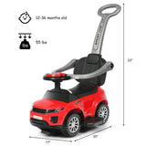 3 in 1 Ride on Push Car Toddler Stroller Sliding Car with Music-Black