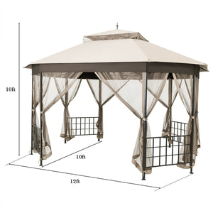 10 ™x 12 ™ Octagonal Patio Gazebo-Brown