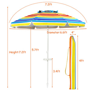 7.2 Feet Portable Outdoor Beach Umbrella with Sand Anchor and Tilt Mechanism-Navy