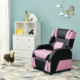 Kids Youth PU Leather Gaming Sofa Recliner with Headrest and Footrest-Red