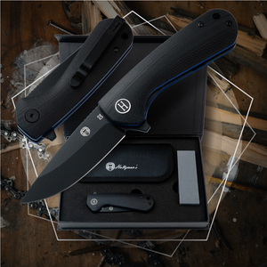 The Peasant Folding Pocket Knife Giftset for Men and Women (Black and Blue)