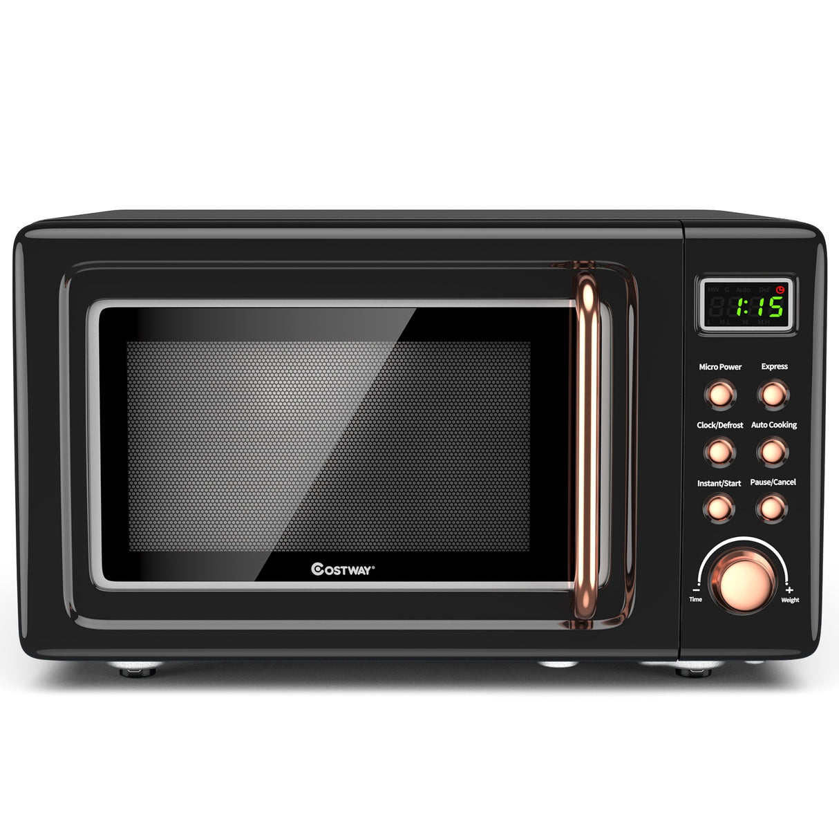 700W Retro Countertop Microwave Oven with 5 Micro Power and Auto Cooking Function-White
