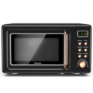 700W Retro Countertop Microwave Oven with 5 Micro Power and Auto Cooking Function-Golden