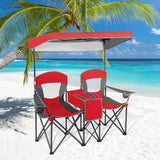Patented Portable Folding Camping Canopy Chairs with Cup Holder-Blue