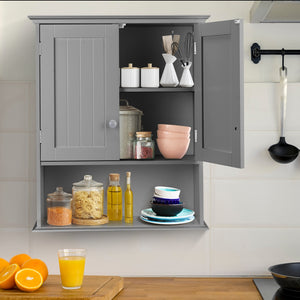 2-Door Wall Mount Bathroom Storage Cabinet with Open Shelf-White