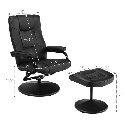 Swivel Lounge Chair Recliner with Ottoman-Black