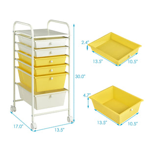 6 Drawers Rolling Storage Cart Organizer-Transparent Multicolor