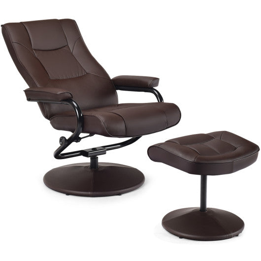 Swivel Lounge Chair Recliner with Ottoman-Brown