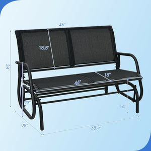 Swing Glider Chair 48 Inch Loveseat Rocker Lounge Backyard-Brown