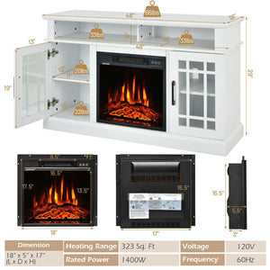 48 Inch Electric Fireplace TV Stand with Cabinets for TVs Up to 55 Inch-Black