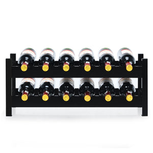 2-Tier 12 Bottles Bamboo Storage Shelf  Wine Rack-Natural