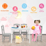 5 pcs Kids Pine Wood Multicolor Table Chair Set