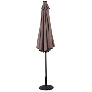 10 Feet Patio Solar Umbrella with Crank and LED Lights-Tan by DirectDeals