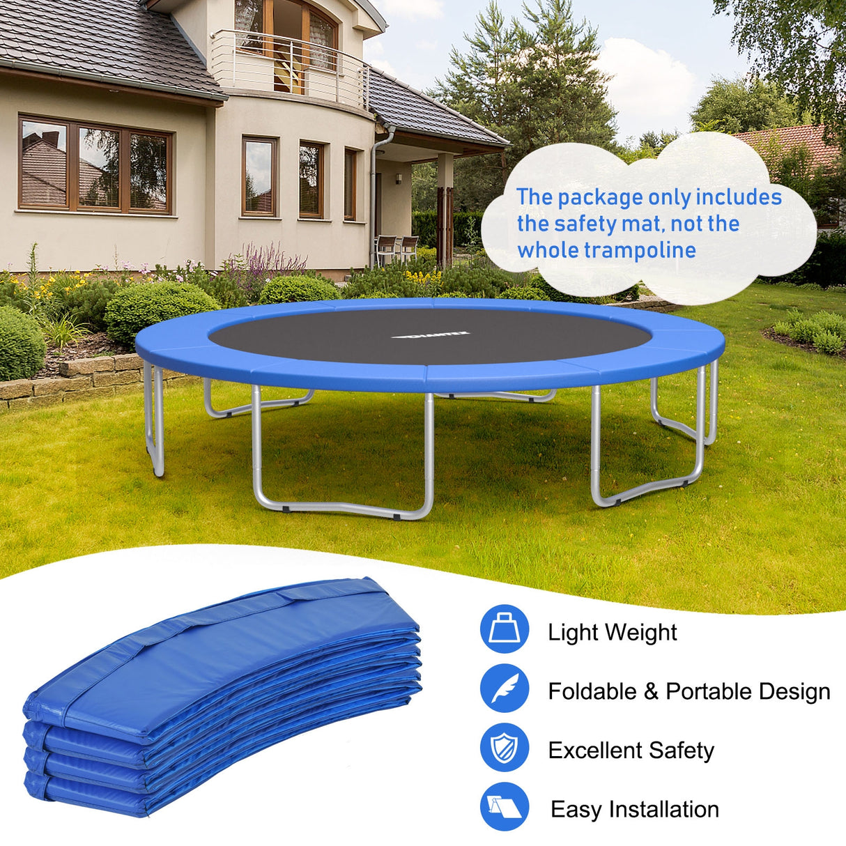 14 Feet Waterproof and Tear-Resistant Universal Trampoline Safety Pad Spring Cover-Multicolor