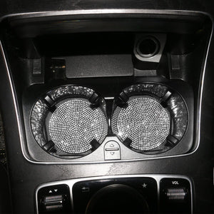 2PCS Diamond Car Coaster Water Cup Slot Non-Slip Mat Silica Gel Pad Bling Car Coasters Silicone Crystal Car Cup Holder Mat Car Gadget Universal Bling Car Cup Mat Holder Insert Crystal Rhinestone Vehicle Cup Coaster Bling Car Accessories for Woman