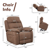 Power Lift Recliner Sofa with Side Pocket and Remote Control-Brown