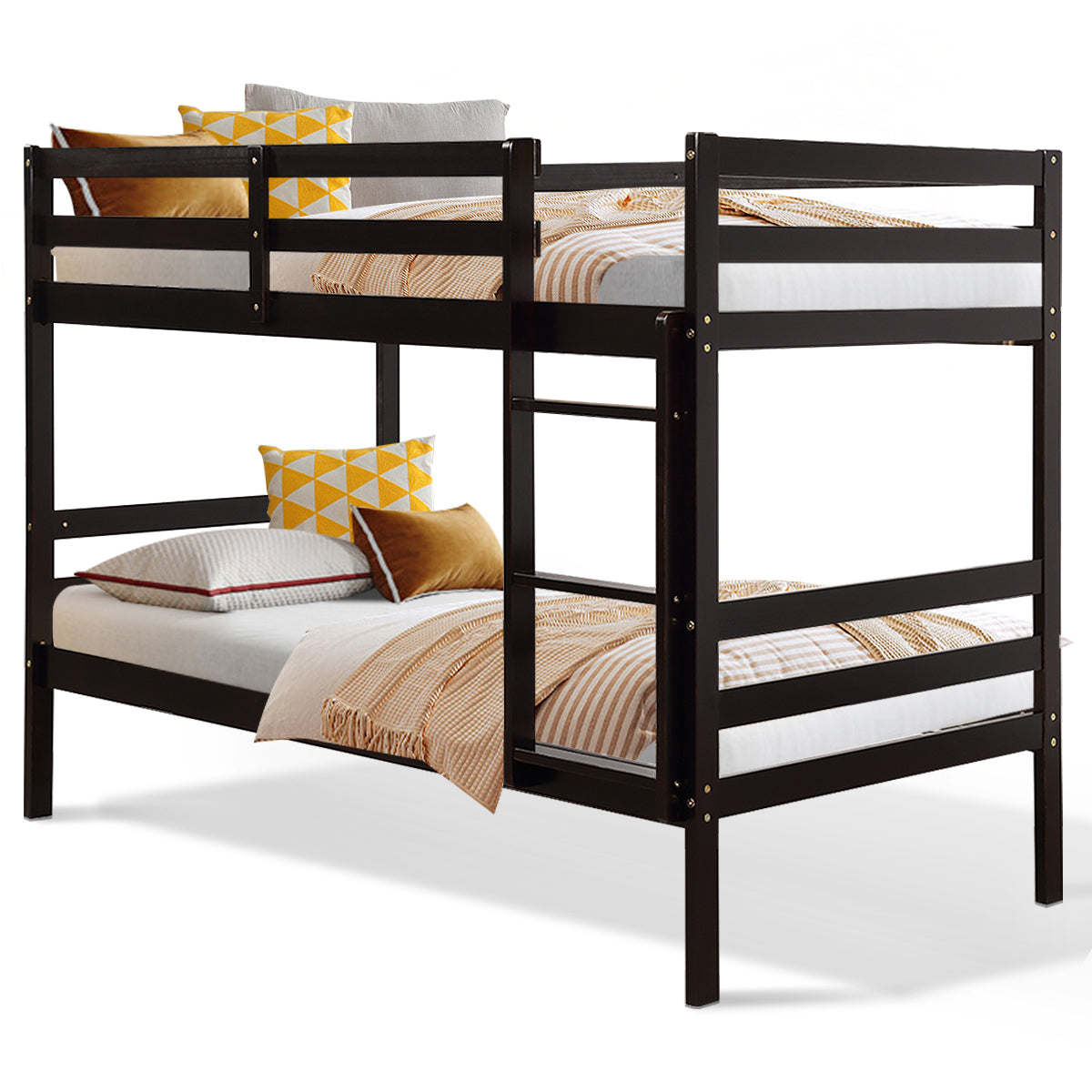Twin Bunk Bed Children Wooden Bunk Beds Solid Hardwood-White