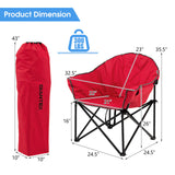 Folding Camping Moon Padded Chair with Carrying Bag-Gray
