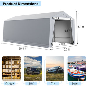 10 x 16/10 x 20 Feet Outdoor Heavy-Duty Carport with 2 Doors-10 x 16 ft