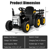12V Ride on Tractor with 3-Gear-Shift Ground Loader for Kids 3+ Years Old-Green