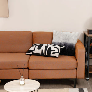 Modern Loveseat Sofa Couch with Side Storage Pocket and Sponged Padded Seat Cushions-Orange
