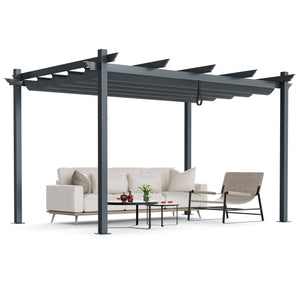10 x 13 Feet Outdoor Aluminum Retractable Pergola Canopy Shelter-Gray by DirectDeals