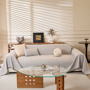 Natural Textured Linen Couch Cover, Breathable & Hypoallergenic Furniture Protector