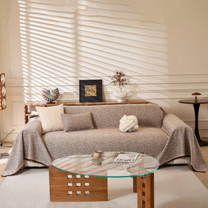 Natural Textured Linen Couch Cover, Breathable & Hypoallergenic Furniture Protector