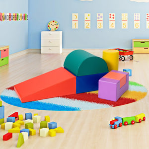 6 Piece Climb Crawl Play Set Indoor Kids Toddler-Light Blue