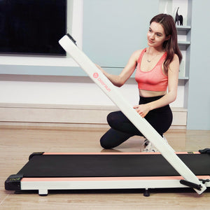 DeerRun A5 Pro Smart 2 in 1 Folding Treadmill Pink with Handrail, 300Lbs