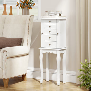 2 Colors Armoire Storage Standing Jewelry Cabinet with Mirror-White